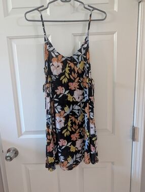 Roxy black Floral Spaghetti Strap Sundress. NWOT